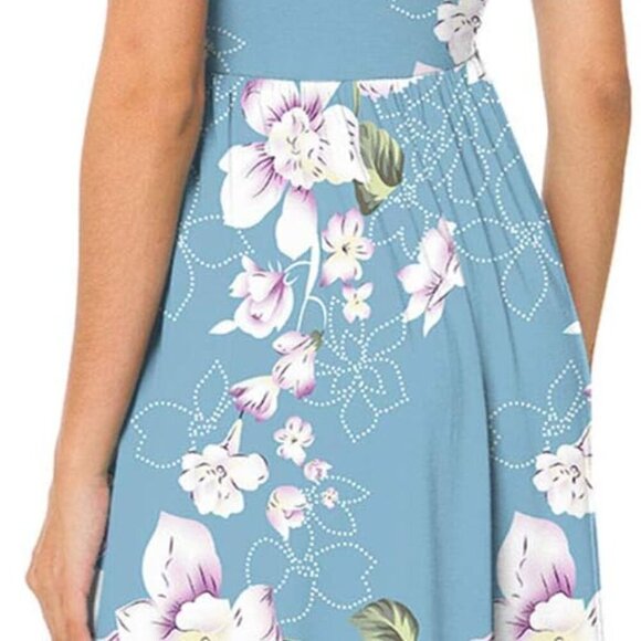 Women Summer Casual Short Sleeve Dresses Empire Waist Dress with Pockets - Picture 2 of 5